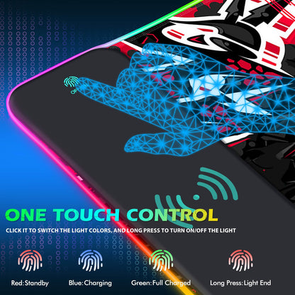 ToLuLu RGB Gaming 5/7.5/10/15W 10 Light Modes Wireless Charging Mouse Pad, LED Mouse Pad Computer Keyboard Mat Mousepad, 800x300x4MM Extended Large Desk Mat for Gaming, MacBook, Laptop, PC,Red Black