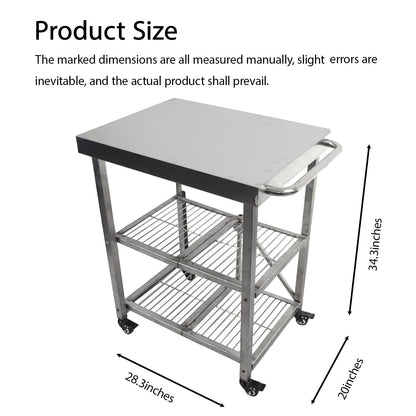 Metrixpio Stainless Steel Kitchen Cart, Foldable Origami Design,Slim Rolling Cart with Storage, Portable Microwave & BBQ, Kitchen Island on Wheels