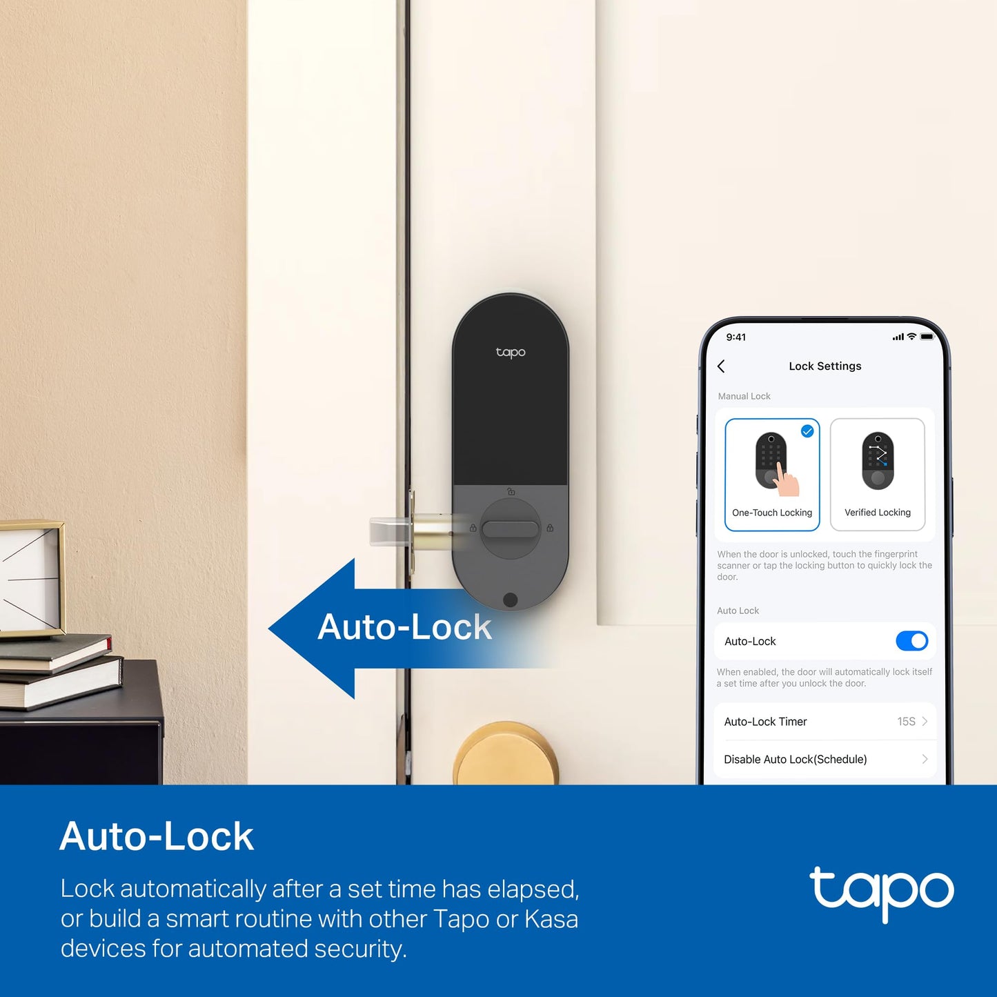 TP-Link Tapo Smart Door Lock, Deadbolt | Keyless Entry, Fingerprint Recognition, Touchscreen Keypad & in-App Monitoring with Scheduled Access | 1-Year Rechargeable Battery | BHMA Grade 2 | Tapo DL110