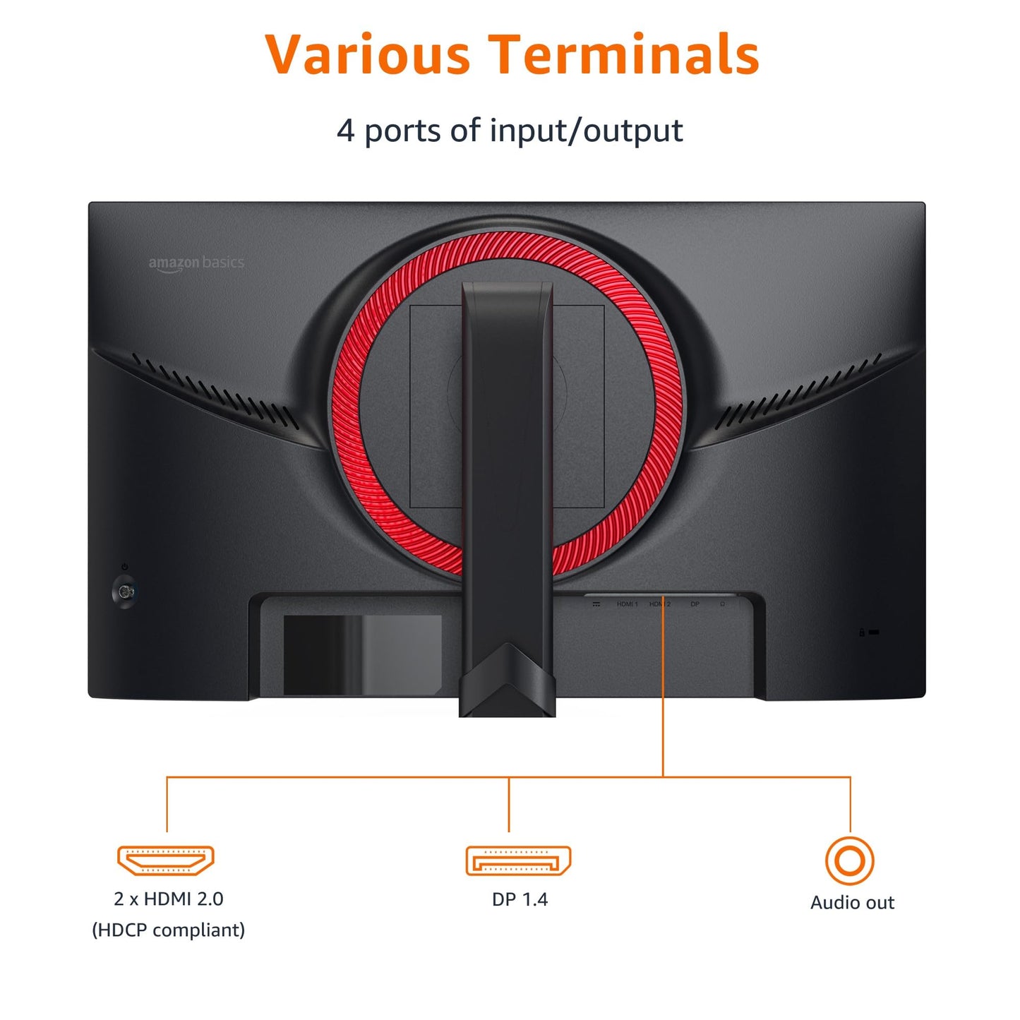 Amazon Basics 24 in Monitor, FHD 1080P, Max 100Hz, VESA Compatible, Built-in Speakers, Black
