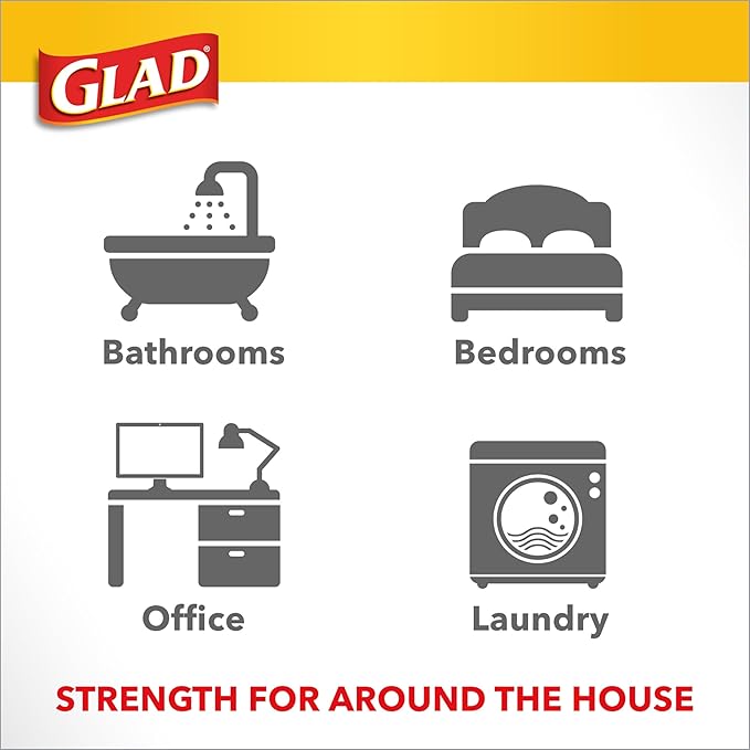 Glad Medium Trash Bags, 8 Gallon, Lemon Fresh Bleach Garbage Bags, Resists