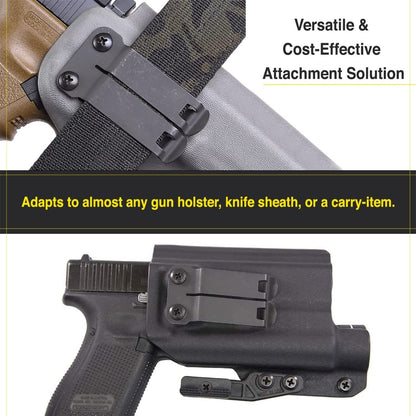 HolsterBuilder DCC Monoblock Clip, Metal Belt Clip for IWB/OWB Concealed Carry Holster, Secure Holster Attachment with Mounting Hardware, Dark Matte Grey, Made in USA