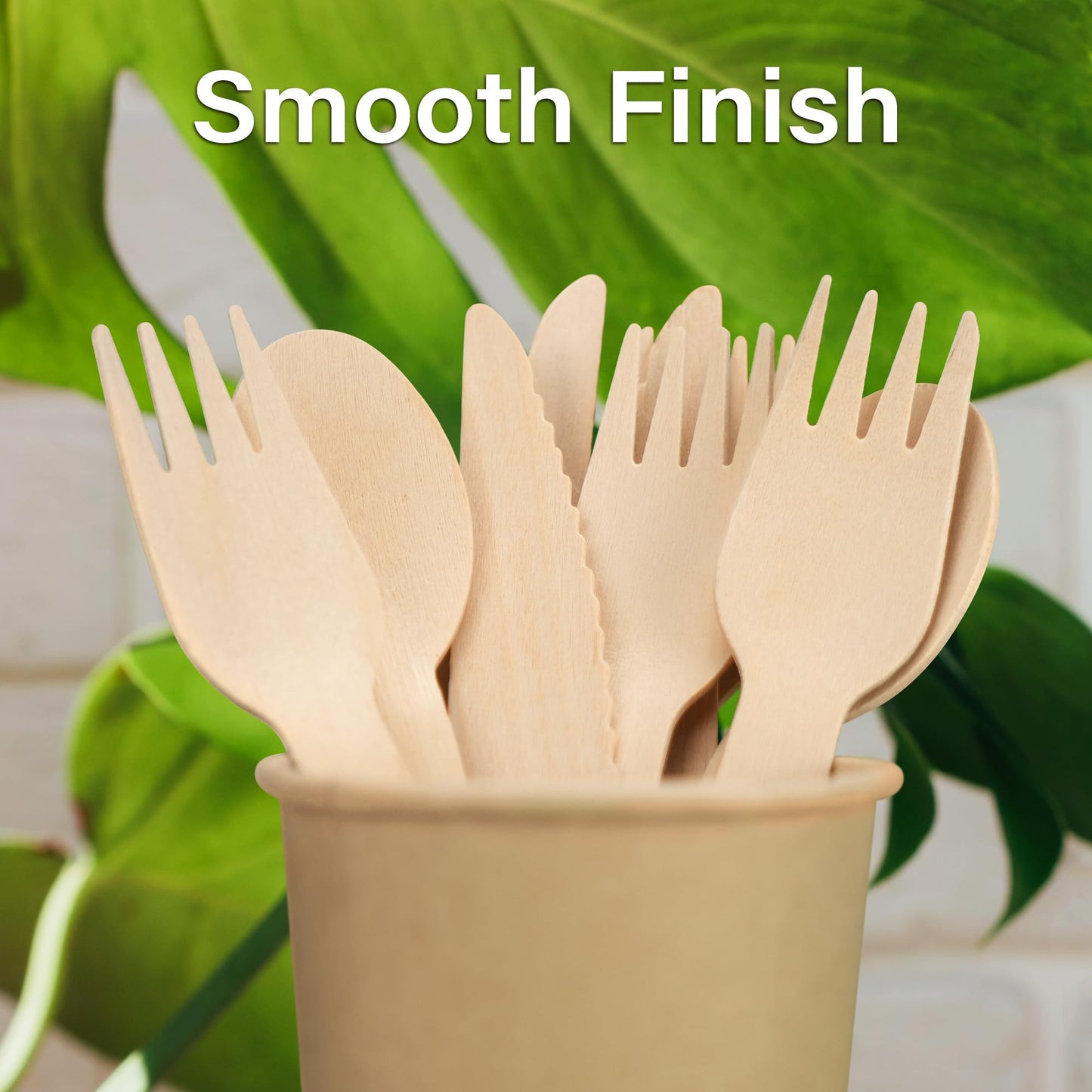 LotFancy Disposable Cutlery Set, 200Pcs Wooden Compostable Utensils (100 Forks, 50 Spoons, 50 Knives) Eco-Friendly Forks And Spoons Silverware
