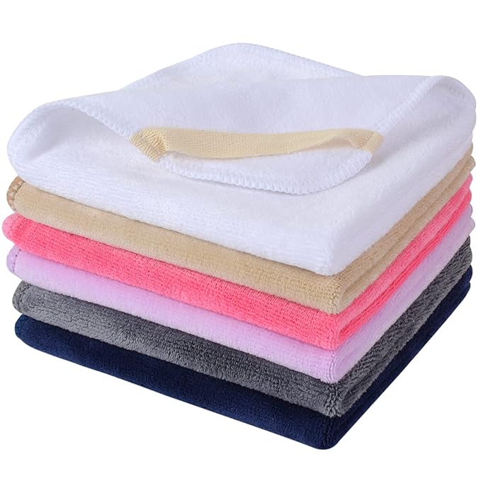 SINLAND Brushed Microfiber Facial Cloths Fast Drying Washcloth 12inch x 12inch