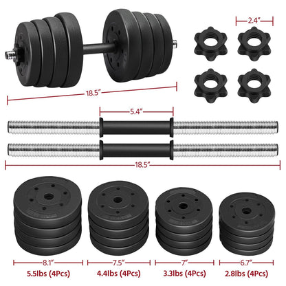 Yaheetech Adjustable Dumbbells Weight Set - 66LB Dumbbell Weights Exercise & Fitness Equipment w/ 4 Spinlock Collars & 2 Connector Options for Women & Men Gym Home Strength Bodybuilding Training