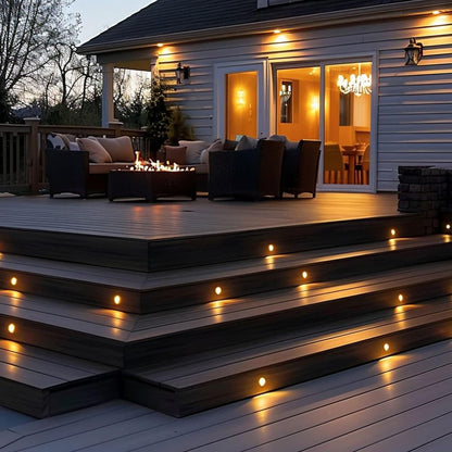 FVTLED WiFi Deck Lights, WiFi Controlled 30pcs Low Voltage LED Deck Lights Kit Φ1.38 Outdoor Recessed Step Stair Warm White LED Lighting Compatible with Alexa Google Home, Black