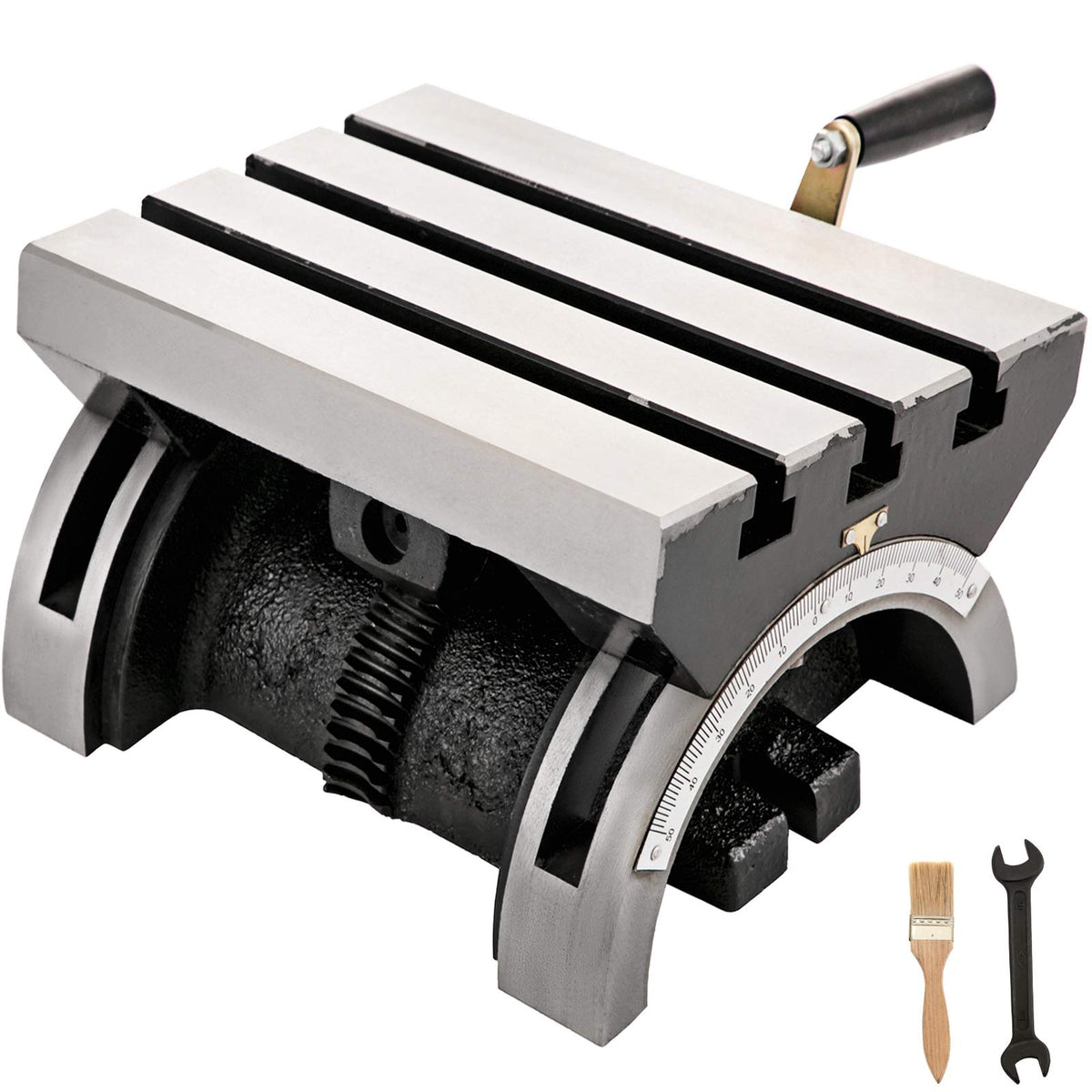 BestEquip Tilting Milling Table 10x7inch Tilting Angle Milling Machine 0-80°Adjustable Swivel Angle Plate with 3 T-slots and an Adjustable Crank Handle Heavy Duty Tilting Milling Machine for Grinding