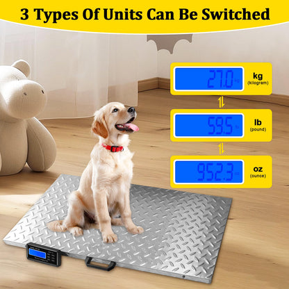 Dog Scales for Large Breed, Livestock Scale, Pet Scale for Large Dog, 1100lb x 0.2lb Animal Scale, LB, KG, OZ, 40.7” X 20.9” Stainless Steel Platform Veterinary Scale for Sheep, Pig, Shipping