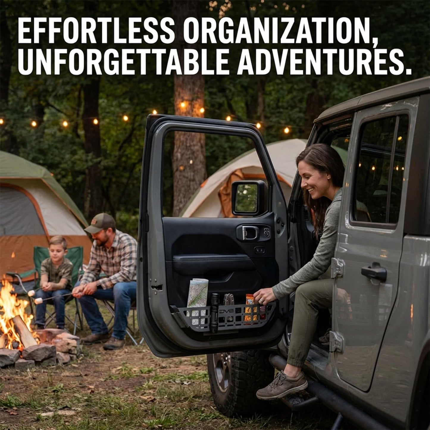 DV8 Offroad Front Door Pockets Compatible with Jeep Wrangler JL (2018-2026) & Gladiator JT (2020-2026) - Rigid Steel Molle Panel Storage Organizer, Replacement for Saggy Nets, Black