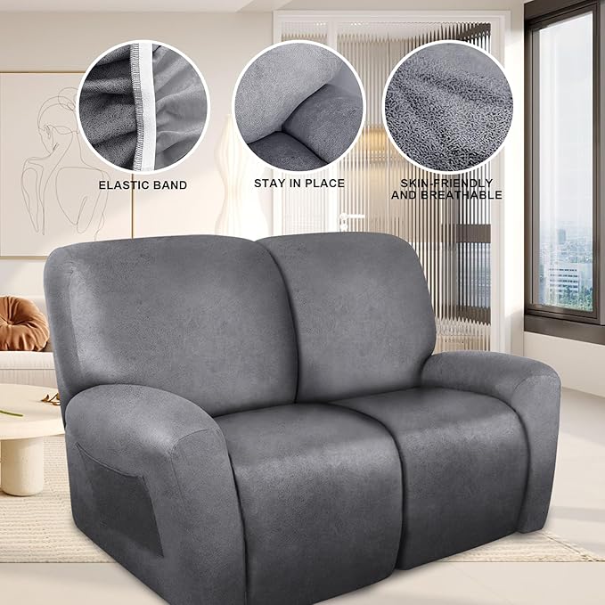 ANARACHON Loveseat Recliner Cover Leather Look Recliner Loveseat Covers