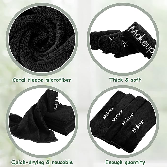 Shimeyao 20 Pack Makeup Towels Black Makeup Washcloths