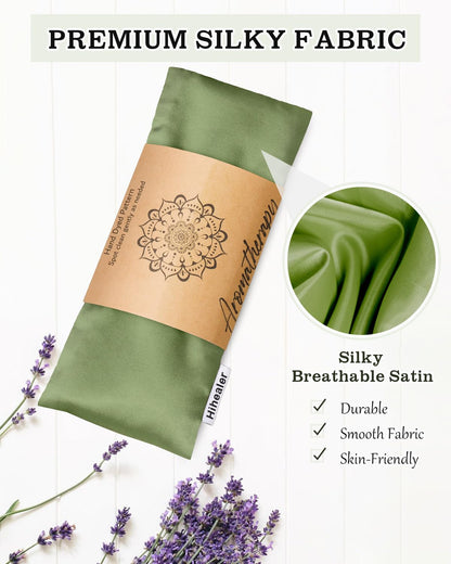 Eye Pillow for Sleeping, Headache Relief, Sinus Pressure, Weighted Eye Mask for Relaxation, Yoga, Moist Heat Eye Compress, Meditation Accessories, Lavender Gift Set for Women (Green (Silk))