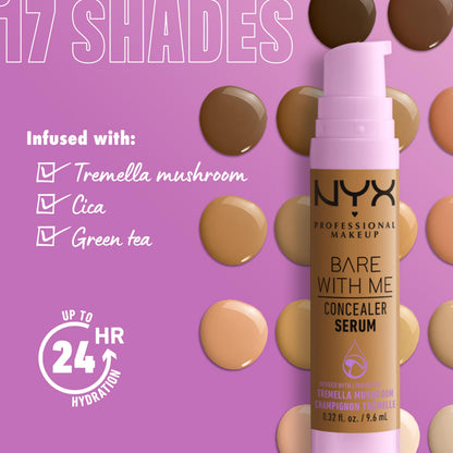 NYX PROFESSIONAL MAKEUP Bare With Me Concealer Serum, Concealer Makeup For Up To 24Hr Hydration - Beige
