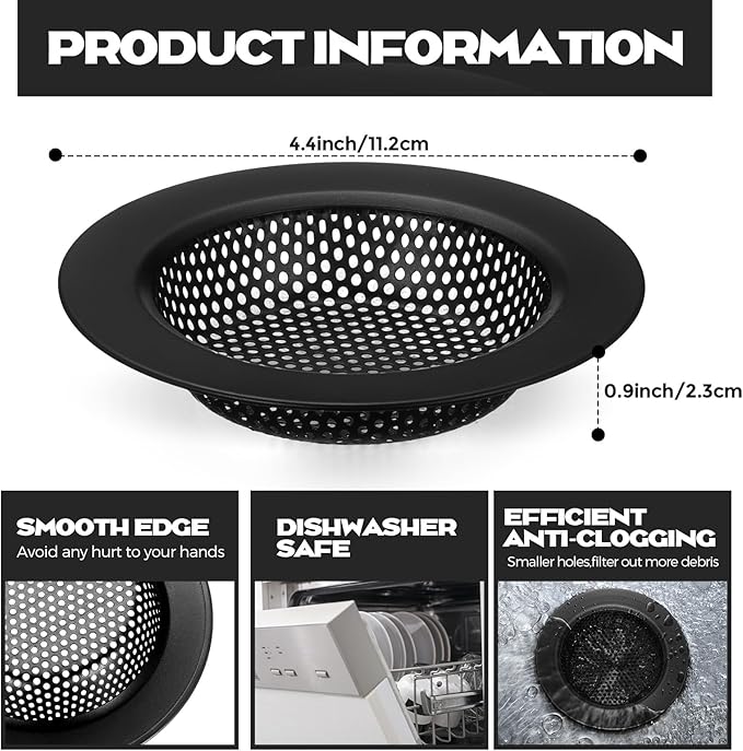 Retisee 2 Pcs Sink Strainer Stainless Steel Kitchen Sink Drain Strainer Basket