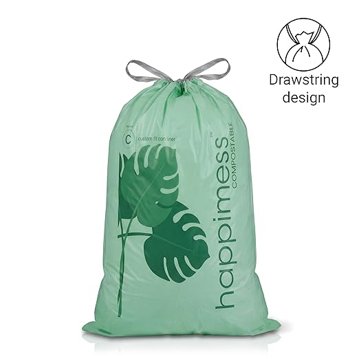 happimess 13.2 Gallon Drawstring Trash Bags, Compostable, Bio-Based