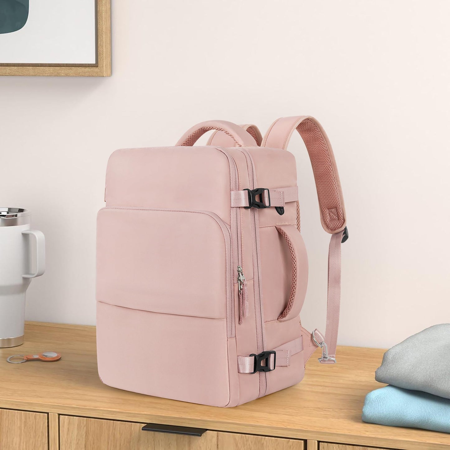 Sinaliy Travel Backpack for Women, Flight Approved Carry On Backpack with USB Charging Hole, Lightweight Travel Bag, Waterproof Causal Bookbag for College, Travel, Work