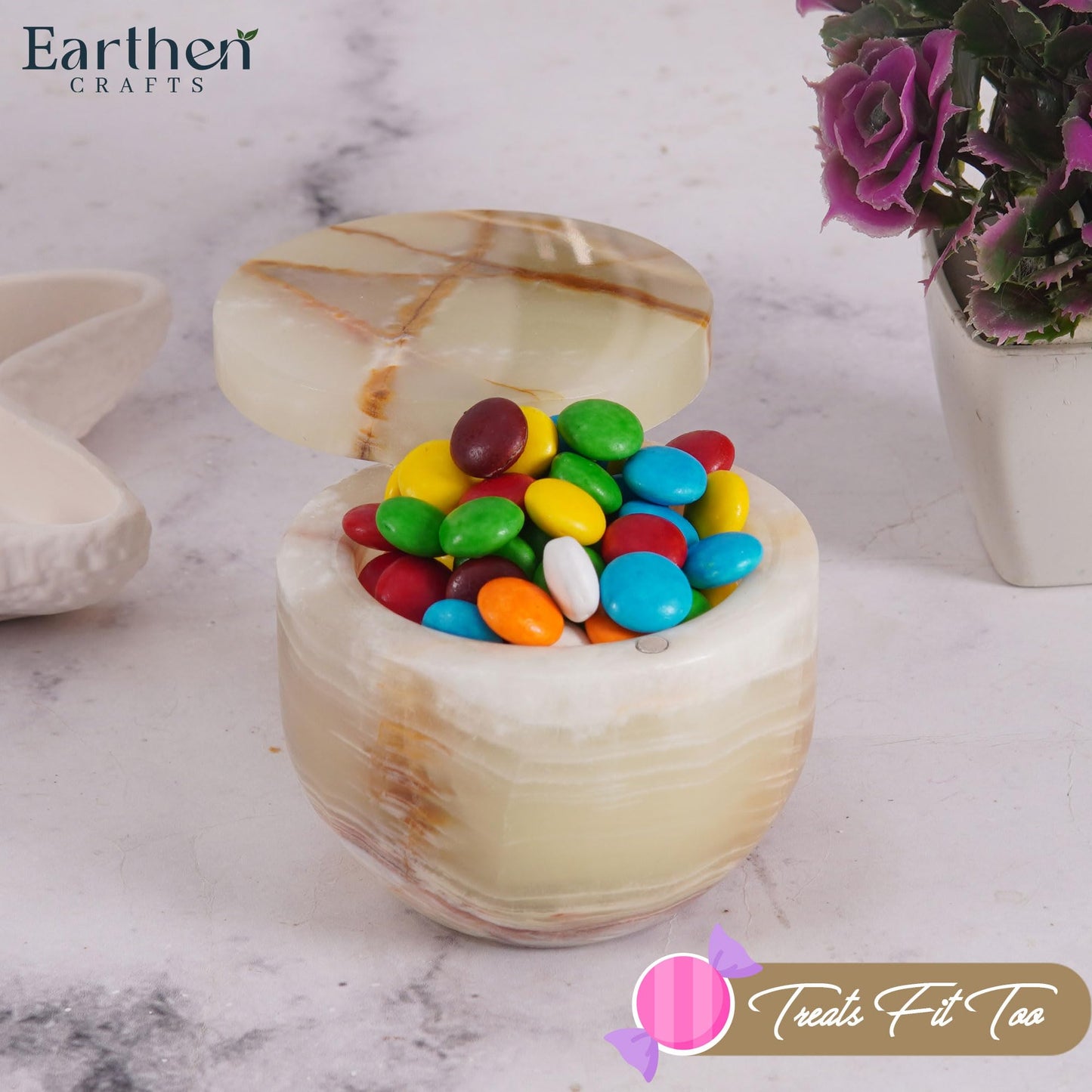 EARTHEN CRAFTS Marble Salt Cellar with Swivel Magnetic Lid 3 Inches Green Mini Salt Keeper for Countertop, 2.5 OZ Capacity, Kosher Salt and Seasoning Storage Container for Kitchen or Bath Salt