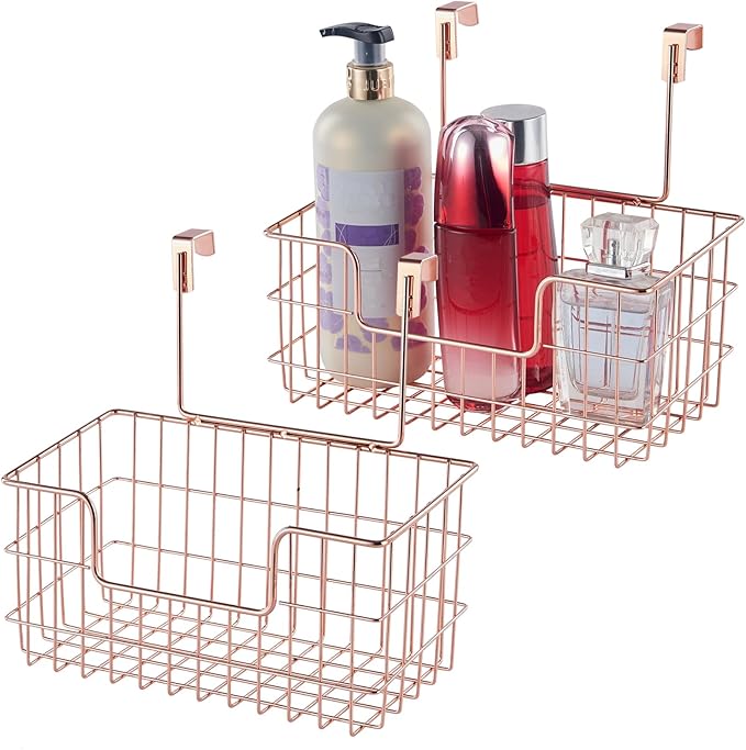 Wire Hanging Storage Basket 2 Packs, Wall Mounted Kitchen Bathroom Storage
