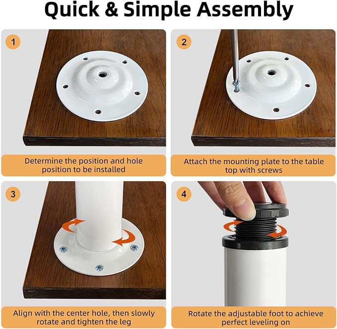 QLLY 27.5 inch / 70cm Adjustable Metal Desk Legs, Heavy Duty Furniture Table