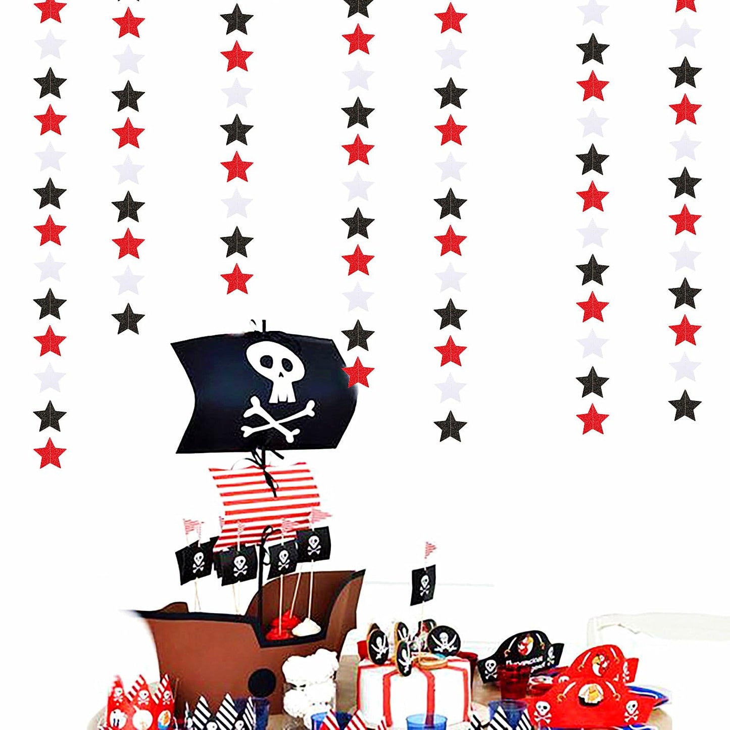 Black White-Red Birthday Party-Decorations Garland - 62FT Twinkle Little Star Graduation Hanging Streamers Banner,Wedding Baby Shower Backdrop, Vampire Classroom Decor Supplies Hugtmr