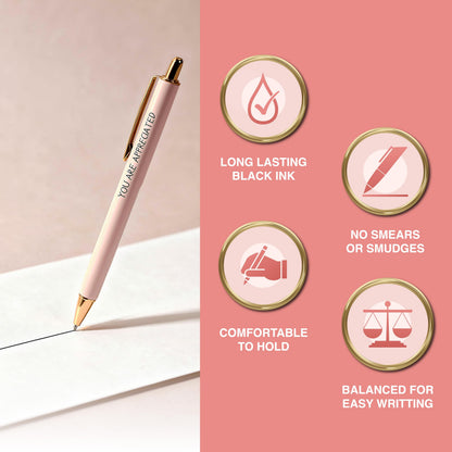 MESMOS 3Pcs Fancy Pen Sets for Women Gift, Administrative Professional Day Gifts, German-Ink, 1mm Tip, Cute Pens for Journaling No Bleed, Employee, Teacher Appreciation Gift, Thank You Gifts for Women