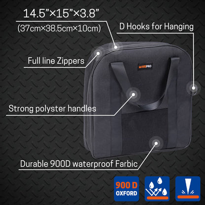 WISEPRO 15 Inch Jumper Cable Bag, Heavy Duty Cable Storage Bag, Water Resistant Cable Organizer Bag for Jumper Cable, EV Charging Cables, Cords and Hoses (15 Inch Black)