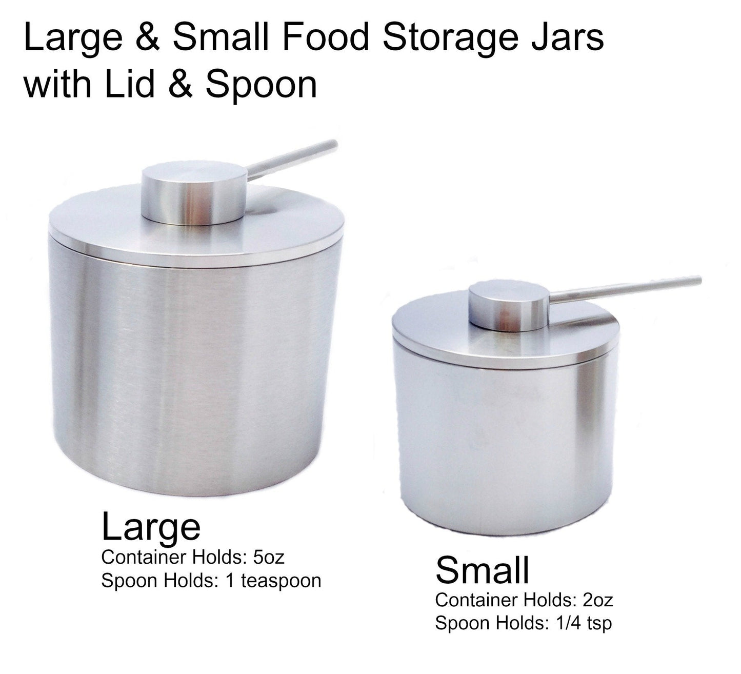 Grind Gourmet Salt Cellar, Spice Jars Stainless Steel, Storage Spice Jars Silver Cellar With Spoon Solid Stainless Steel Holder (Large, Silver)