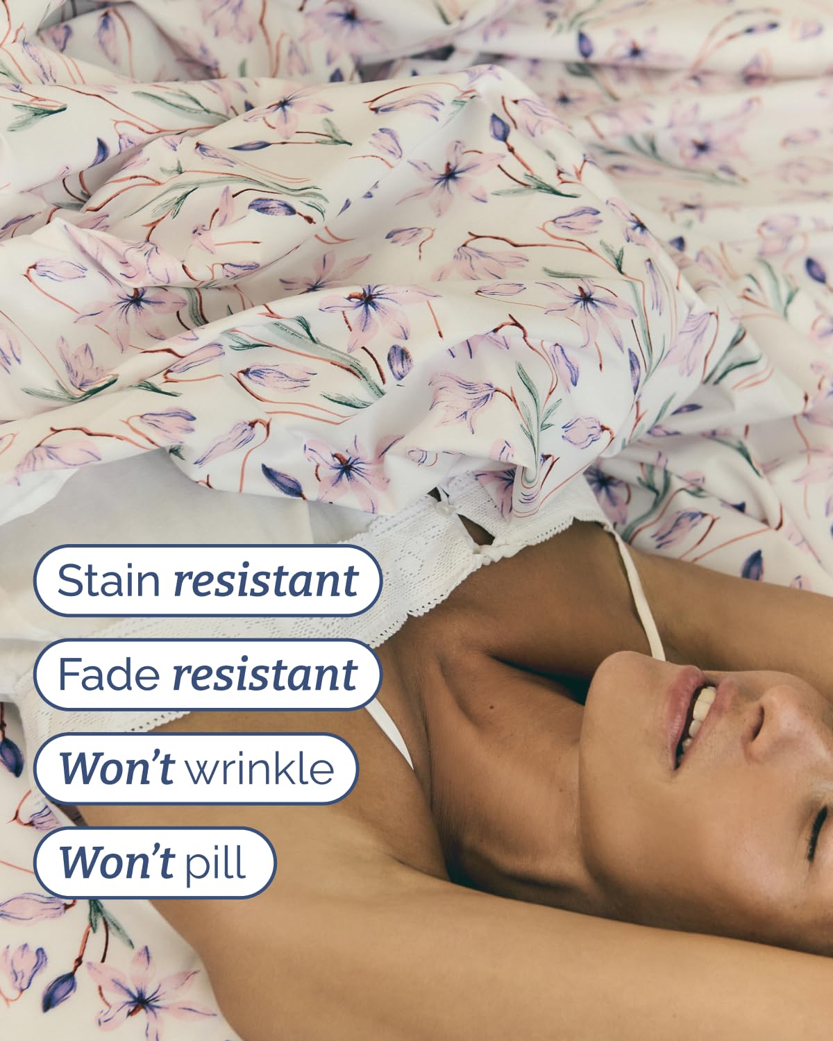 Floral Sheets - Pink Floral Bed Sheet Set - 1 Flat & 1 Fitted & 2 Pillowcases w/ Deep Pockets - Comfy, Wrinkle & Fade Free - Boho Botanical Bedding - Ultra-Soft, Breathable & Cooling - Queen Size Set