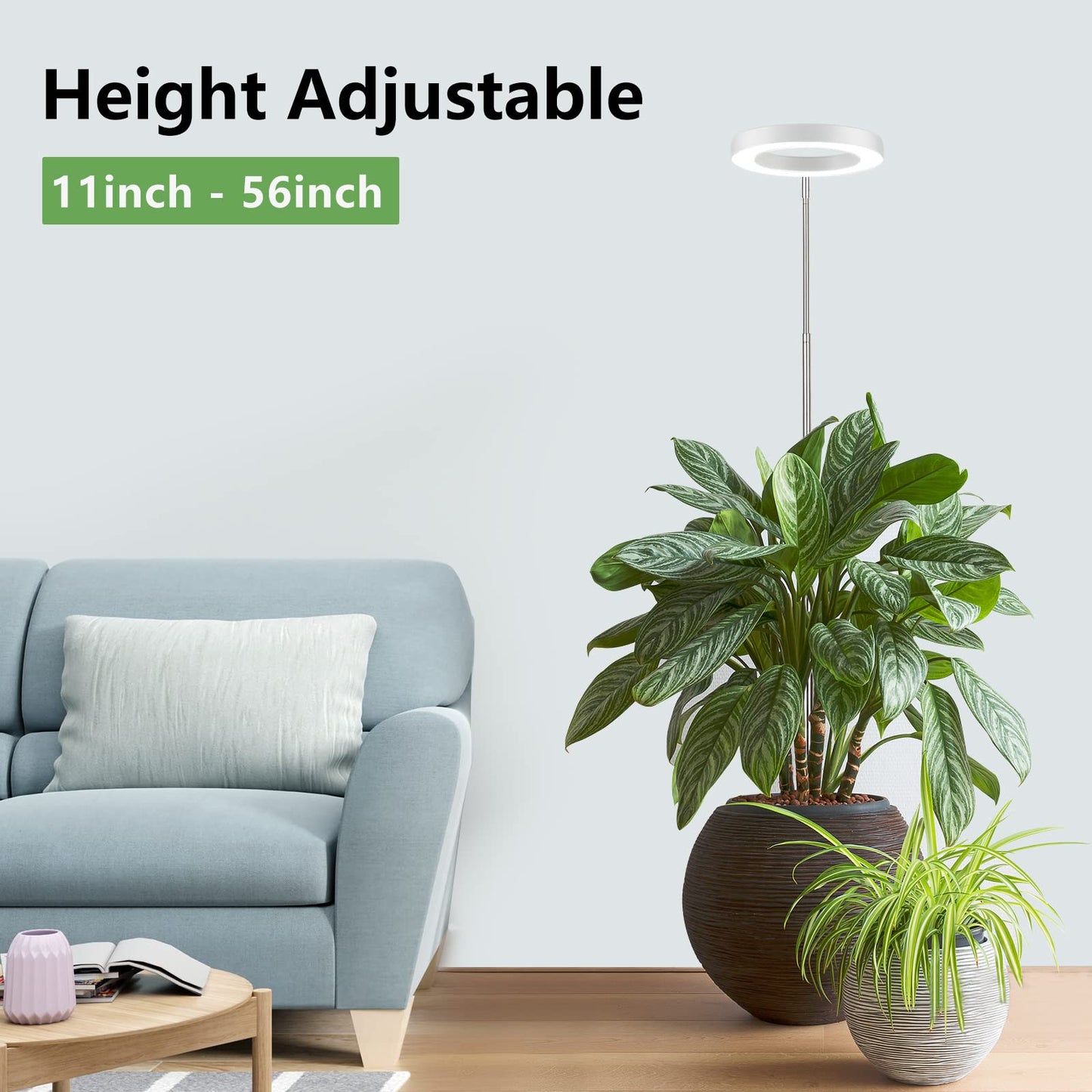 LBW Plant Grow Light, 72 LEDs Full Spectrum Grow Lights for Indoor Plants,Large Grow Lamp with 4/8/12H Auto Timer & 4 Dimmable Brightness, Height Adjustable, Ideal for Tall Plants,White