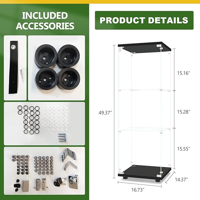LFT HUIMEI2Y Glass Display Cabinet 3-Shelf