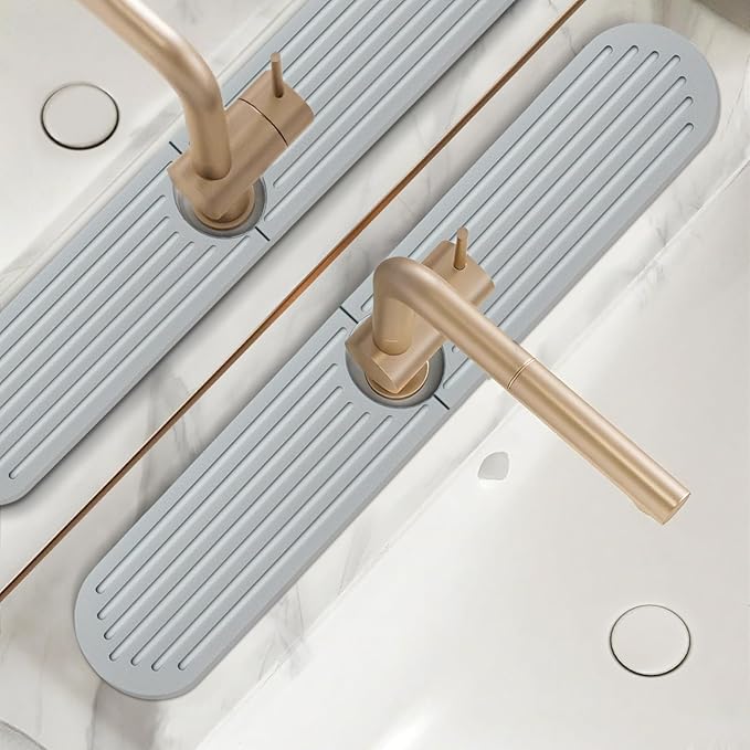 Stone Faucet Mat for Kitchen Sink, 2 Set/4PCS Quick Dry Diatomaceous Earth