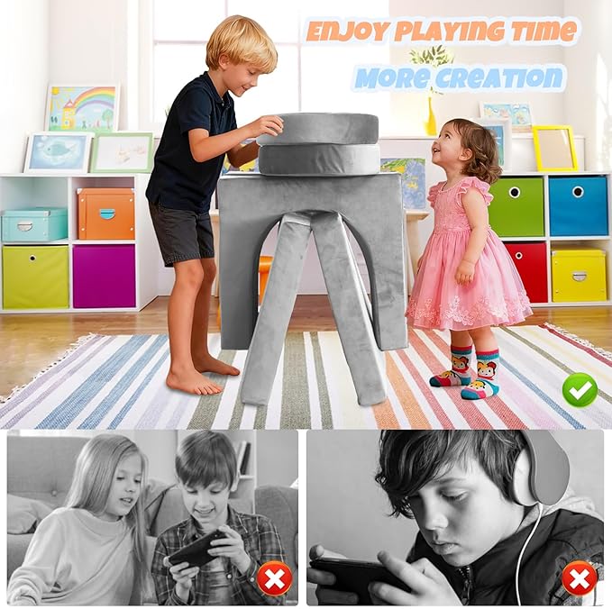 10 Pcs Modular Kids Play Sofa – Versatile Convertible Foam Cushion that Doubles