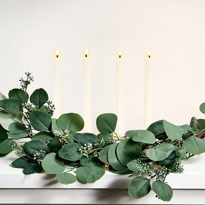 salipt Flameless White Taper Candles Flickering with Timer and 10-Key Remote, Battery Operated LDE Warm 3D Wick Light Window Candles Real Wax Pack of 4, Christmas Home Wedding Decor(0.78" X 9.64")