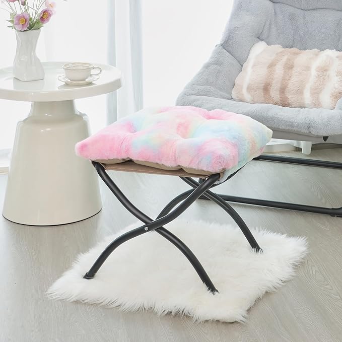 15" Folding Ottoman, Foldable Footrest Stool, Portable Small Foot Stool