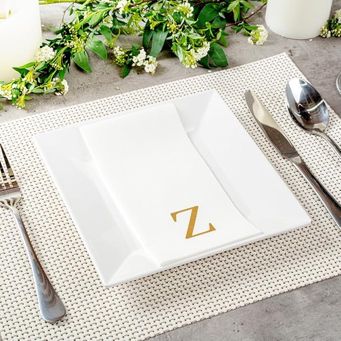 Luxenap 15.8 X 7.9 Inch Linen-Feel Guest Towels, 50 Lettered Hand Towels