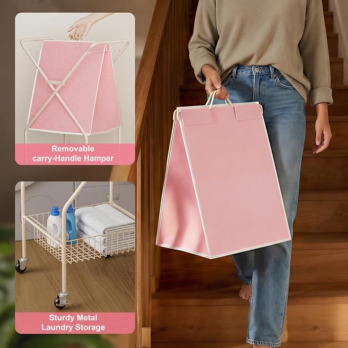 Convenient Laundry Basket with Wheels, Heavy Duty Dirty Clothes Laundry Hamper