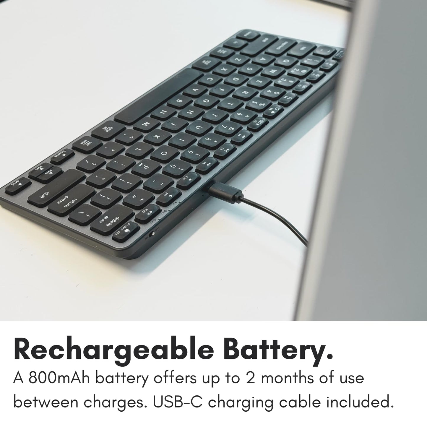 Macally Compact Bluetooth Keyboard for Mac - Premium Multi Device Connectivity - Compatible Apple Wireless Keyboard for MacBook Pro/Air, iMac, Mac mini, iPad, Laptop, and PC