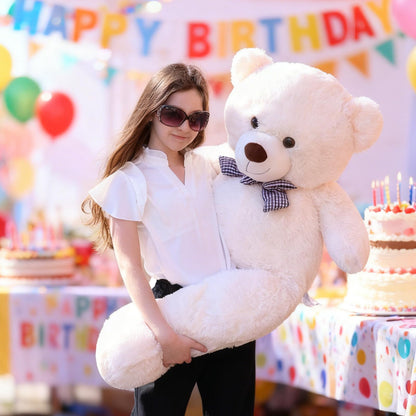 Misscindy Giant Teddy Bear Plush Stuffed Animals for Girlfriend or Kids 47 inch, (White)
