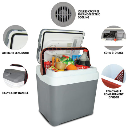 Koolatron 12V Iceless Cooler & Warmer – Portable 26 qt Electric Cooler/Nevera Portátil Eléctrica for Car Truck Camper Boat Hard Sided Mini Fridge for Camping Picnic Travel Lunch Food Drinks Office