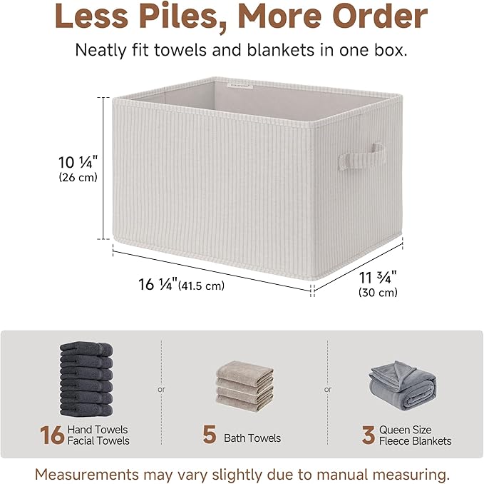 StorageWorks Foldable Shelf Organizer Bins, Closet Storage Baskets