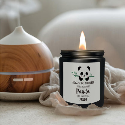 Mancheng-zi Inspirational Panda Candles Gifts for Girls Women, Gifts for Panda Lovers, Panda Bear Gifts, Always Be Yourself Unless You Can Be Panda Then Always Be a Panda Scented Candles (Black)