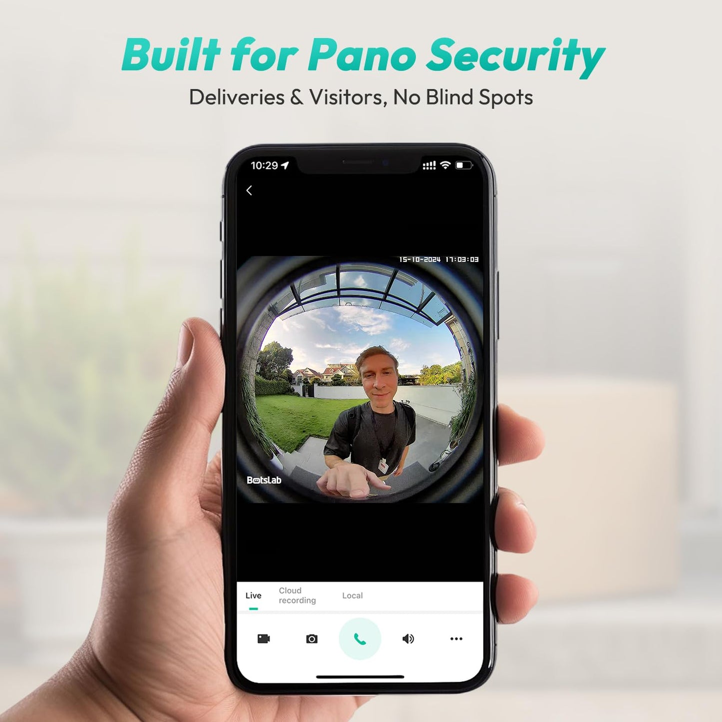 BOTSLAB Doorbell Camera Wireless, 5MP Video Doorbell with Homebase, 180°Panoramic View, No Monthly Fee, 2.4 GHz WiFi, AI Motion Detection, VR Mode