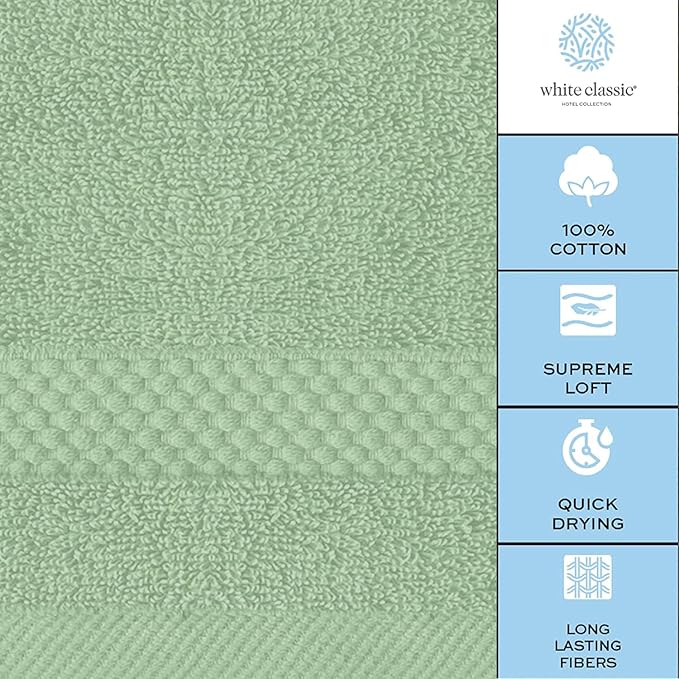 White Classic Luxury Cotton Washcloths 13x13 Inch