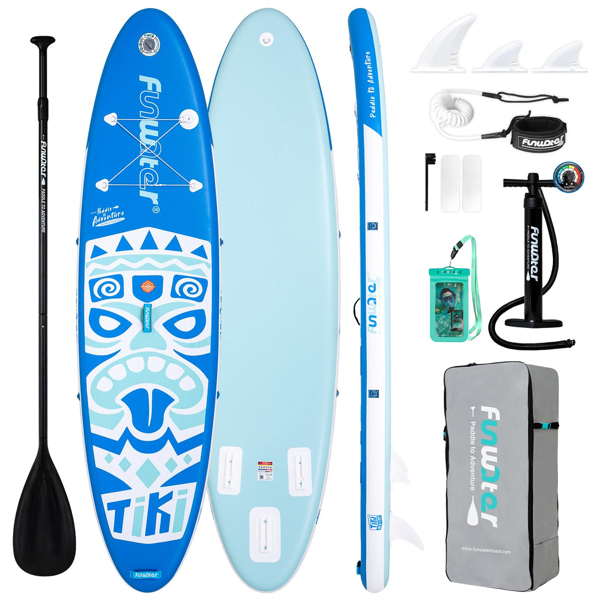 FunWater 10'6×33"×6" Inflatable Stand Up Paddle Board with Premium SUP Paddleboard Accessories, Wide Stable Anti-Slip EVA Deck,Paddle Boards for Adults & Youth of All Skill Levels