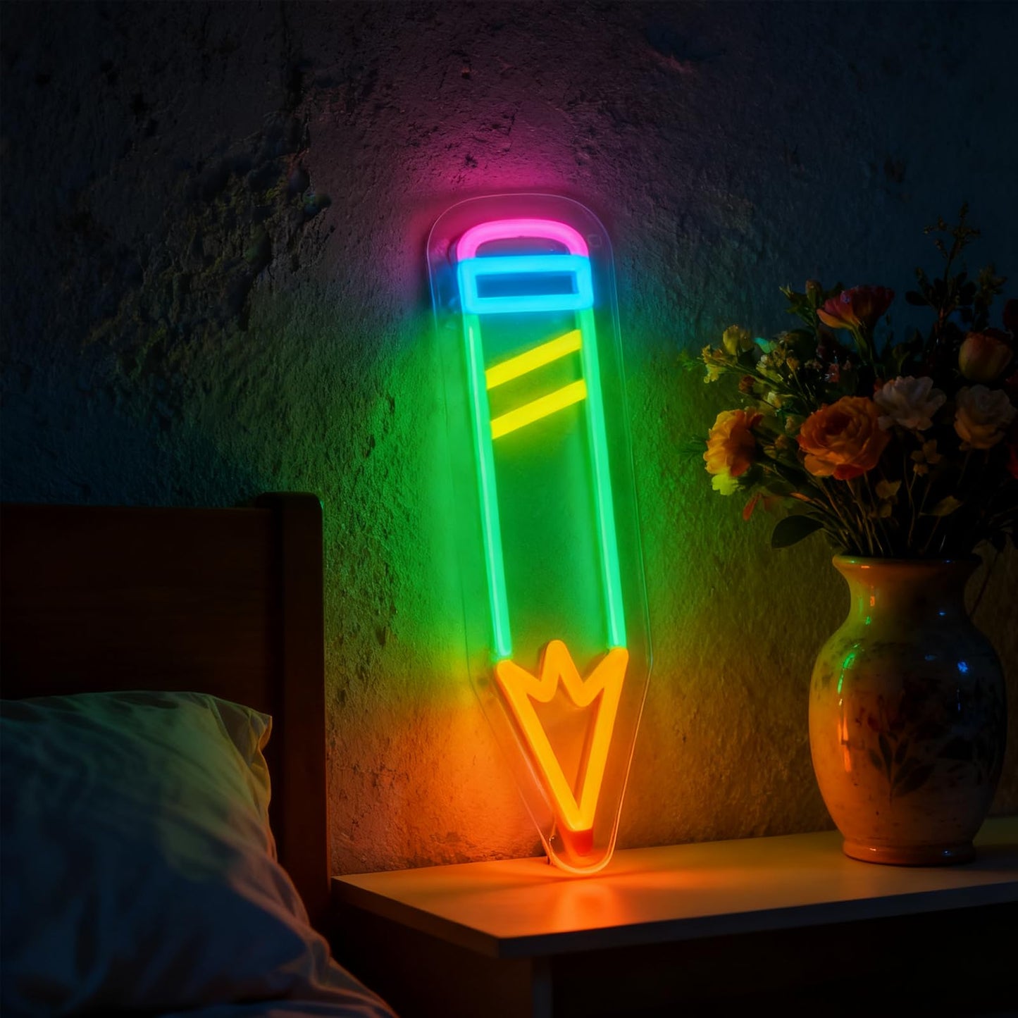 Neonawall Pen Neon Sign for Wall Decor Students Light Up Led Sign Birthday Party Gifts Led Decorative Night Signs School Class Room Decorations Christmas Party Gifts for Learning Room Boys Girls