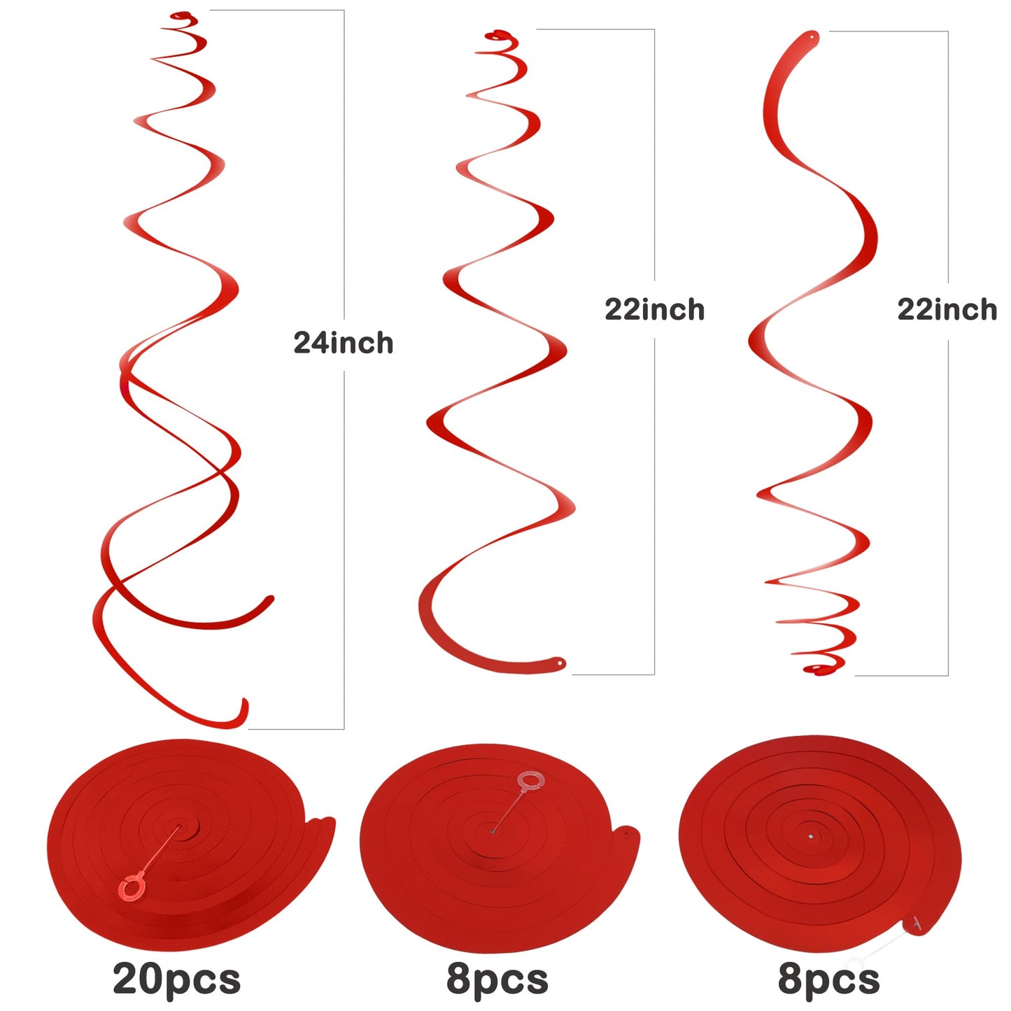 Red Swirls Decorations Hanging Swirl Decorations 36 pcs Red Party Streamers for Ceiling Anniversary Wedding Party Decorations