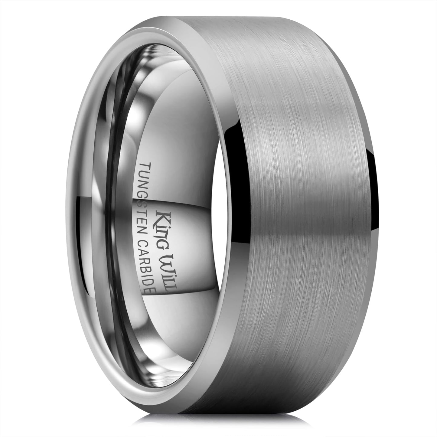 King Will 10mm Tungsten Wedding Band for Men - Gunmetal, Comfort Fit, Size 7