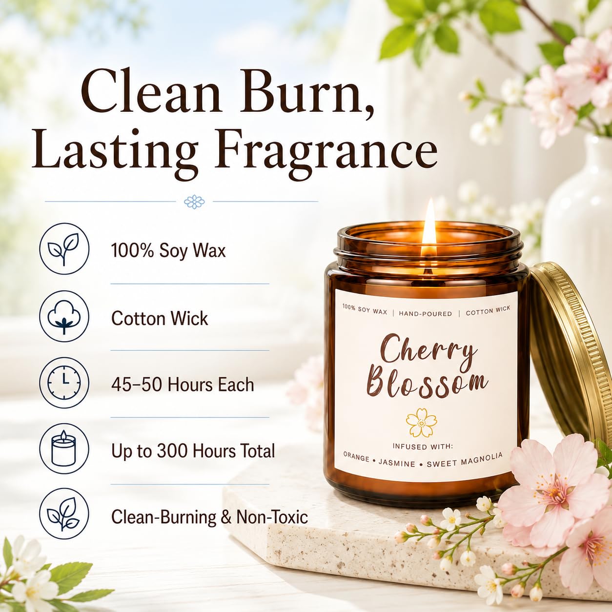 Scented Candles Set, 6 Pack Soy Wax Candles for Home, 42 oz 300 Hours Fresh Spring Summer Scents, Long Burning Candle Gift for Bedroom Bathroom Kitchen