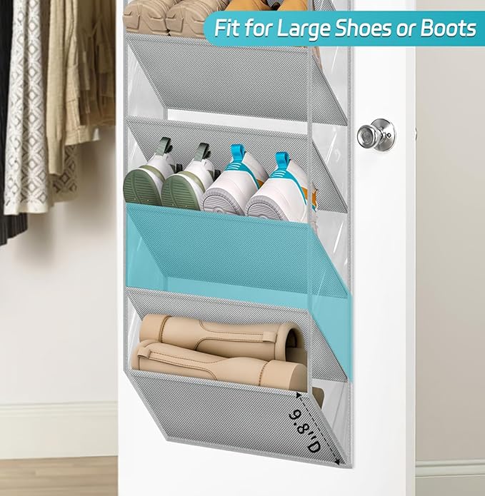 AOODA 10 Tier Clear Over the Door Shoe Organizer Storage, Deep Pockets Large
