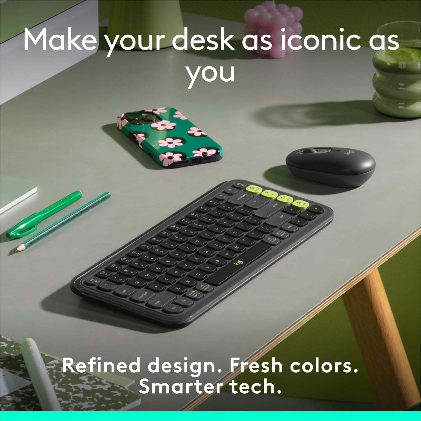 Logitech POP ICON Keys Wireless Bluetooth Keyboard, Comfortable Typing, Programmable Keys, Easy-Switch Between up to 3 Devices, for Laptop, Tablet, PC – Rose and Off-White